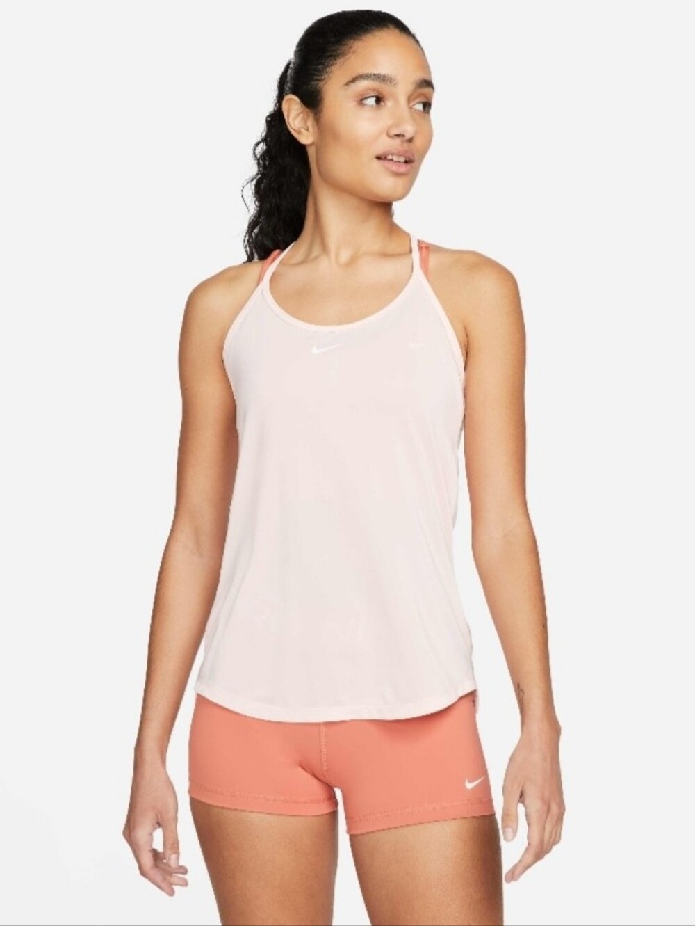 Nike Women’s Dri-Fit One Elastika Tank Top Light Pink T-Strap Sz S
